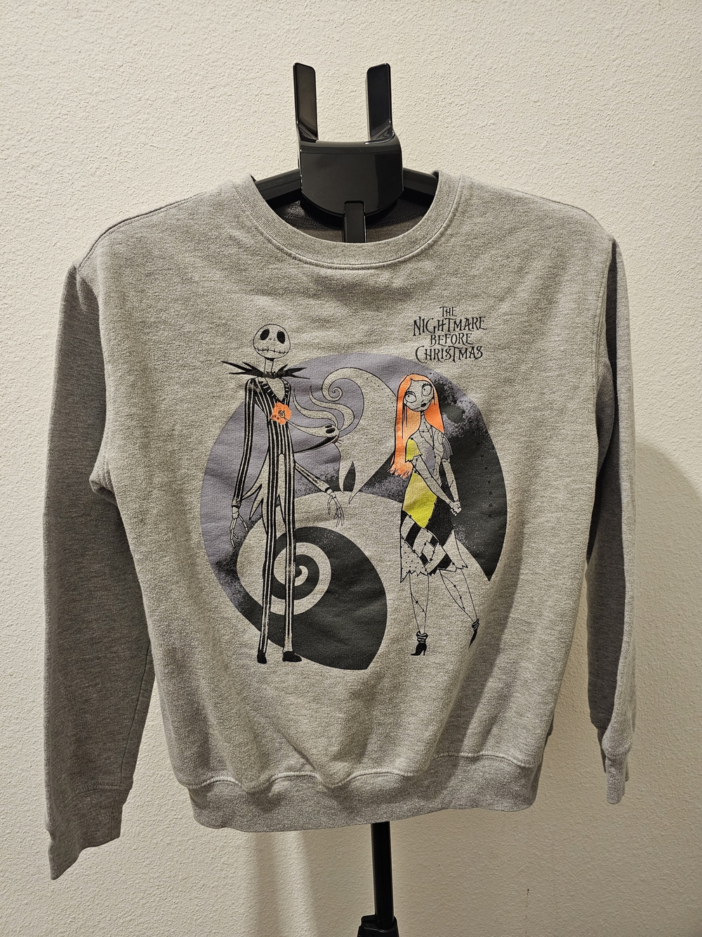 Disney Nightmare Before Christmas Gray Sweatshirt Jack Sally Graphic Crewneck S